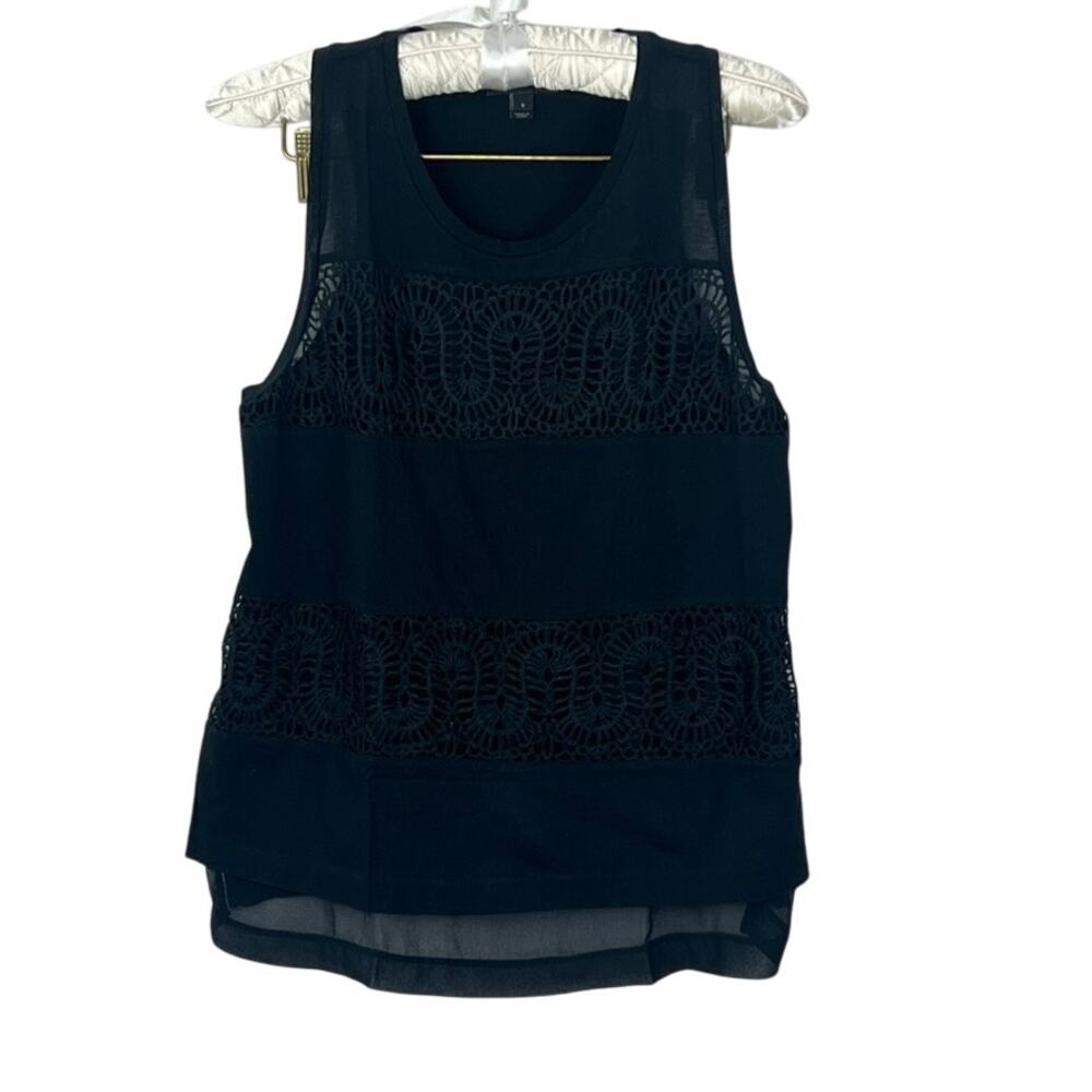 J. Crew Lace Panel Tank Top Women's Size Small Black Causal Neutral